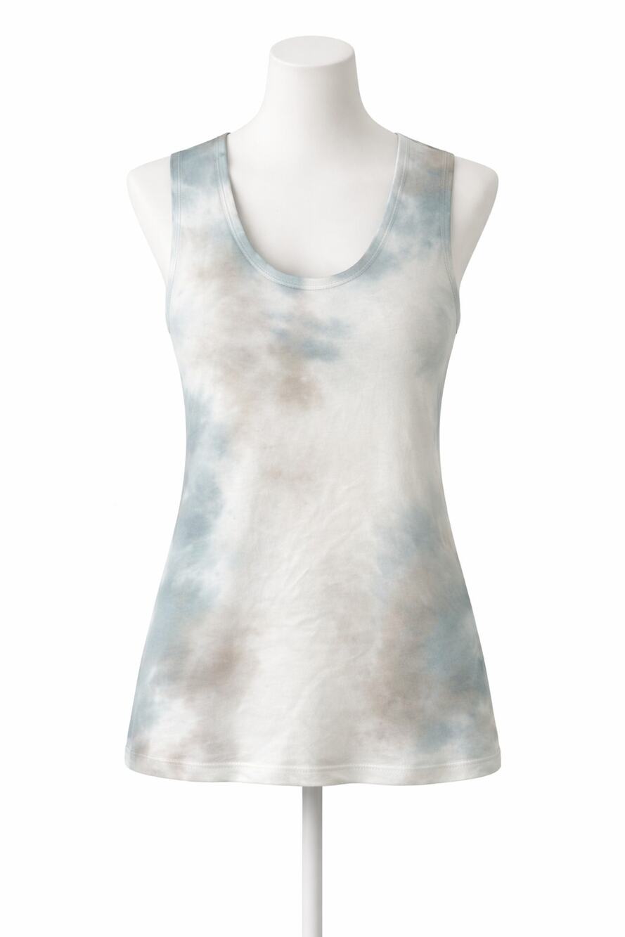 Blue & Gray Tye Dye Tank Top Womens Size S 80s 90s Hippie Retro Streetwear Lycra